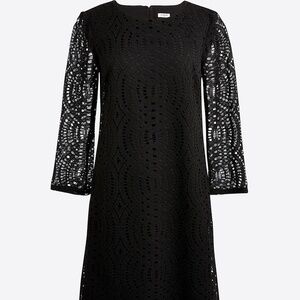 J. Crew Factory Three-quarter Sleeve Lace Shift Dress - Black, 16